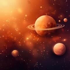 Wall Mural - solar system with planets and stars on night sky, created using generative ai technology