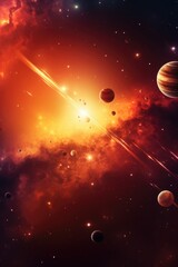 Wall Mural - solar system with planets and stars on night sky, created using generative ai technology