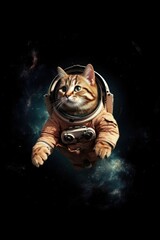 Wall Mural - close up of cat in space with stars in sky, created using generative ai technology