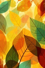 Wall Mural - close up of multi coloured autumn leaves background, created using generative ai technology
