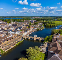 An Aerial View Towards The River Great Ouse And Town Of St Ives, Cambridgeshire In Summertime