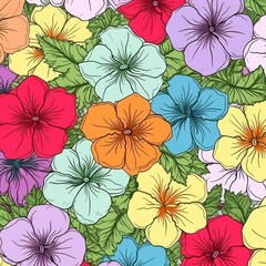  Multi coloured flowers background, created using generative ai technology