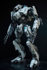 Wall Mural - close up of white mecha giant robot, created using generative ai technology