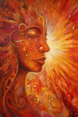 Wall Mural - human head made of colourful trails over space with stars, created using generative ai technology