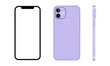 New purple smartphone with empty screens vector graphic