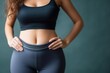 © nadunprabodana - Woman showing her slim waist. Beautiful slim woman body. Generative AI