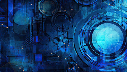 Wall Mural - Blue Circuit board background