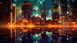 © DigiArtStudio - An abstract cyberpunk / tron city at night