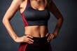 © nadunprabodana - Woman showing her slim waist. Beautiful slim woman body. Generative AI