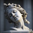 Broken ancient greek statue woman head falling in pieces., cracking bust, lo fi, lofi. AI generated