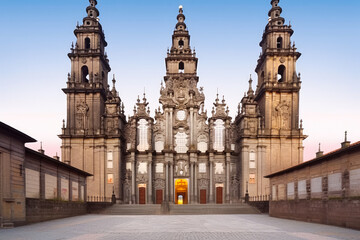 Wall Mural - El camino de Santiago, Way of St. James. Tourist and Pilgrim Destination. Generative AI