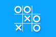 Tic tac toe game on blue background. Funny leisure. Top view. 3d render