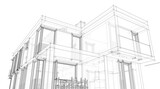 Fototapeta  - Architectural drawing of a house 3d illustration 