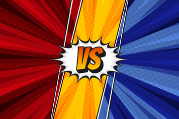 Canvas Print - Colorful comic pop art battle versus cartoon background with burst