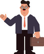 Businessman holding brown bag cartoon vector illustration. Adult occupation character isolated background