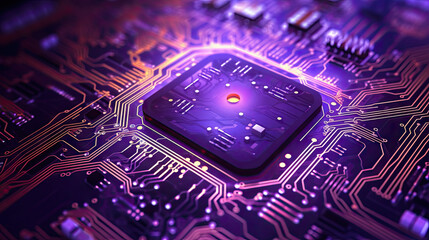 Wall Mural - Purple high tech circuit board