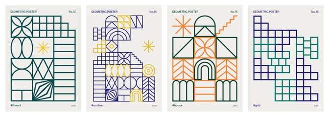 Wall Mural - abstract modern geometric posters. vector patterns influenced by art deco and minimalism. trendy geo