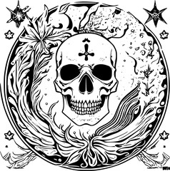 Sticker - Skull and Bones Pirate coin Vector