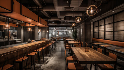 Canvas Print - Modern design meets luxury in empty bar with dim lighting generated by AI