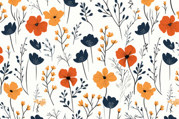 Doodle inspired Rustic florals pattern pattern, cartoon sticker, sketch, vector, Illustration