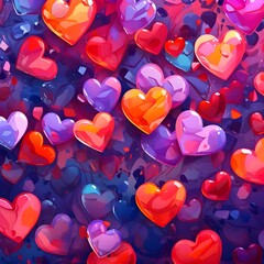 Wall Mural - pattern with hearts