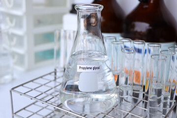 Sticker - Propylene glycol in container, chemical analysis in laboratory