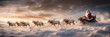 A santa claus riding in a sleigh pulled by reindeers. Generative AI.