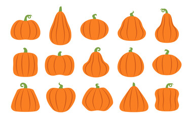 Wall Mural - Set of vector pumpkins isolated on white background