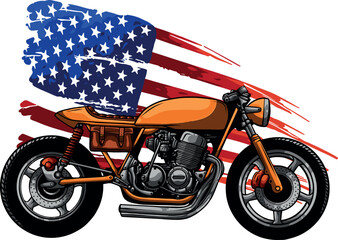 Wall Mural - custom bike Cafe racer motor bike with american flag