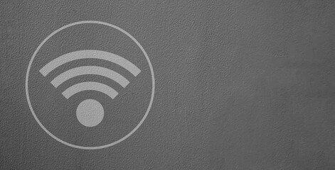 Wall Mural - Wifi icon on gray old cement wall