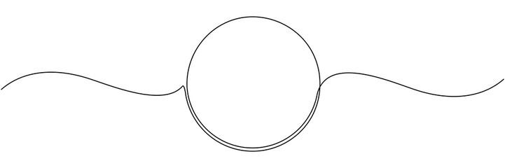 Wall Mural - Circle continuous one line drawn. Abstract round frame linear symbol. Vector illustration isolated on white.