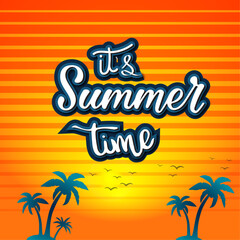 It's summer time. business promotion web banner template design for social media. Tourism, summer holiday tour online marketing, post or poster with abstract gradient background. vector illustrations.