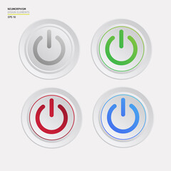 Leinwandbilder - The white power button on white background, ON and OFF set icon. Power Switch sign and symbol, electric power, vector.
