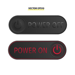 Leinwandbilder - The black power button on white background, ON and OFF set icon. Power Switch sign and symbol, electric power, vector.