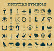set of most popular egiptian symbols on textured background
