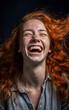 Happy laughing young girl, her appearance is joyful and exuberant - ai generative