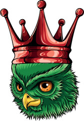 Poster - vector illustration of owl Crown mascot design