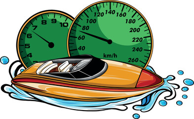 Wall Mural - vector Illustration of a Fast Speedboat on the Water