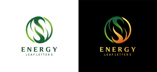 Wall Mural - Modern abstract green leaf s letter logo design with creative concept