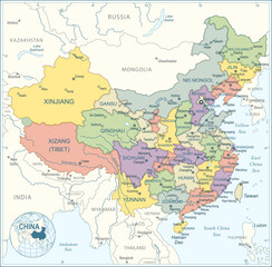  China map - highly detailed vector illustration