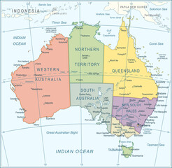 Wall Mural - Australia Map - highly detailed vector illustration