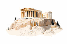 Illustration Of Beautiful View Of Athens, Greece
