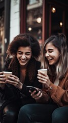 two people drinking coffee in the cafe