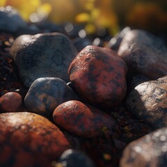 Poster - stones on the beach ultra realistic photo of nature wallpaper backgrorund