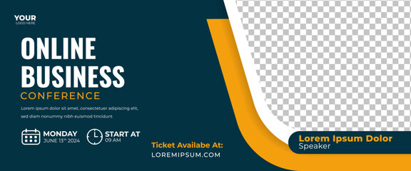 Wall Mural - Modern horizontal banner template design for business webinar