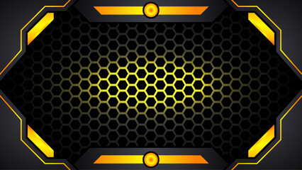 Wall Mural - futuristic black and yellow gaming background. design of sport banner, poster, advertisement, promotion