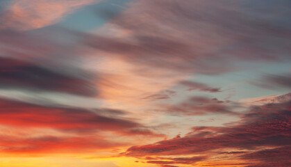 Canvas Print - amazing panoramic sunset or sunrise. real amazing panoramic sunset or sunrise sky with colorful clou