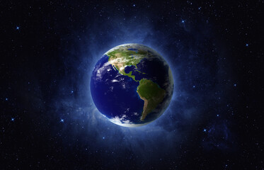 Wall Mural - earth and galaxy. north and south america. elements of this image furnished by nasa.