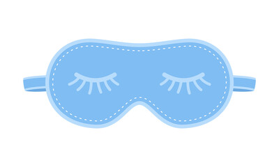 blue sleep mask with closed eyes pattern isolated on white background. flat vector illustration