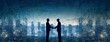© RZ Design - two people in suits shaking hands in front of other background, in the style of futurist elements, technological, business man